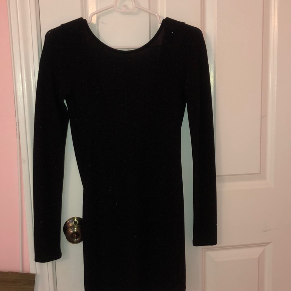 Lulu’s shear black sparkly  body con dress